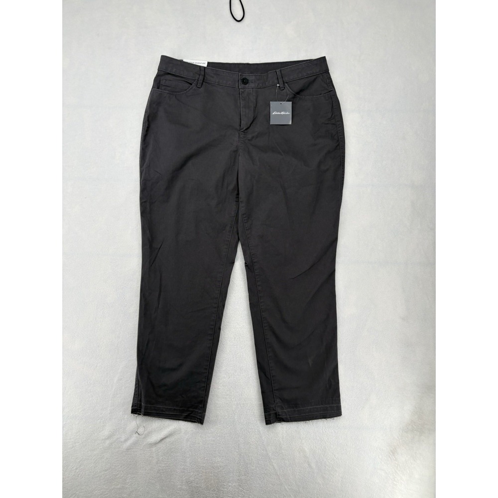 Eddie Bauer Legend Wash Release Hem Crop Pants Brown Carbon Women 12 0732 0485